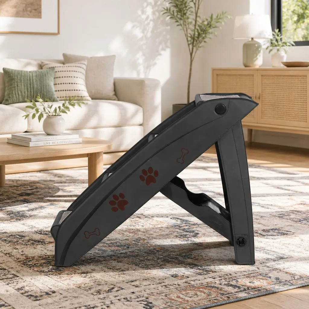 Dog Ramp Steps For Bed Sofa Car Pet Stairs Ladder Portable Foldable Black