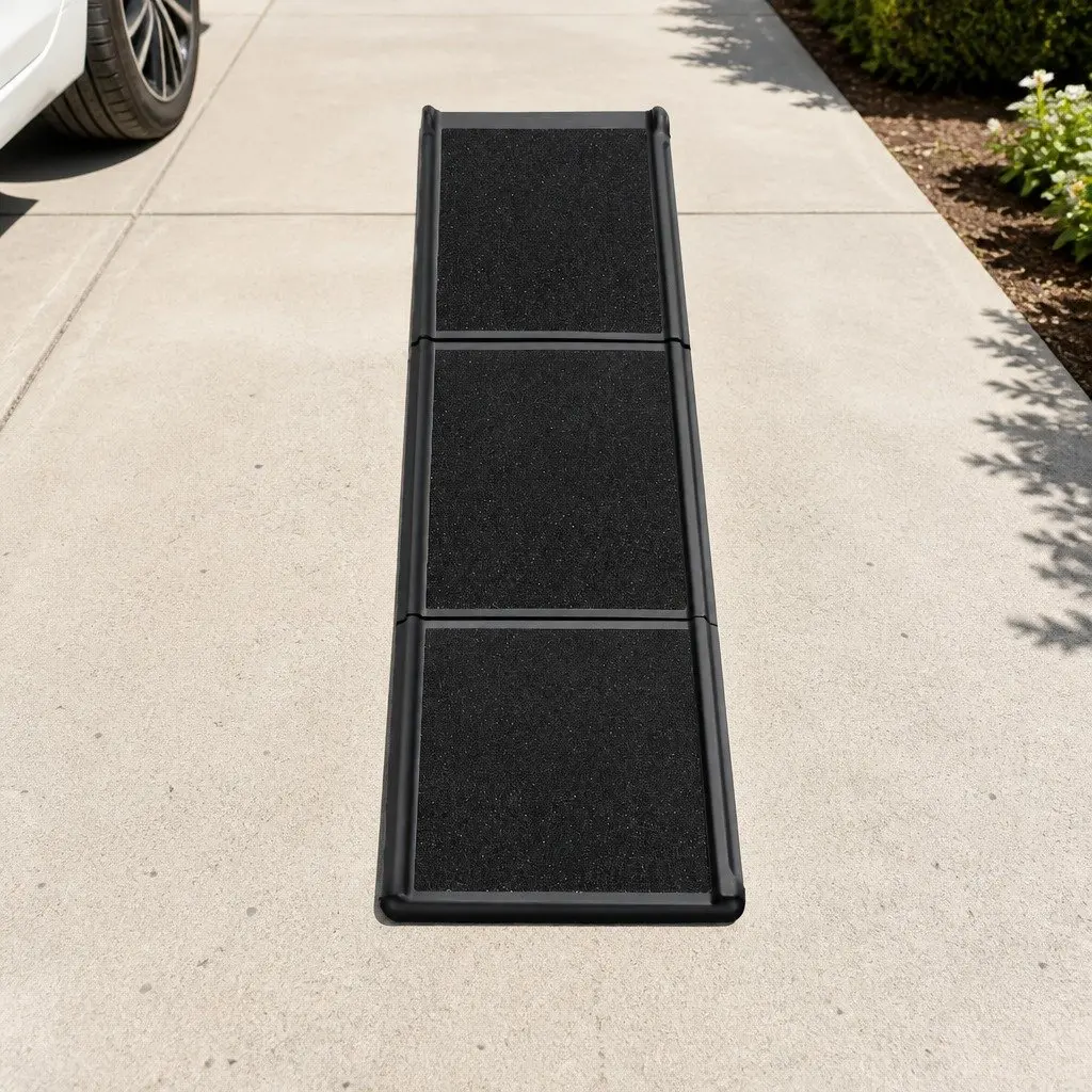 Dog Ramp Portable Adjustable Foldable Black Polyethylene 182cm L x 41cm W x 12cm H