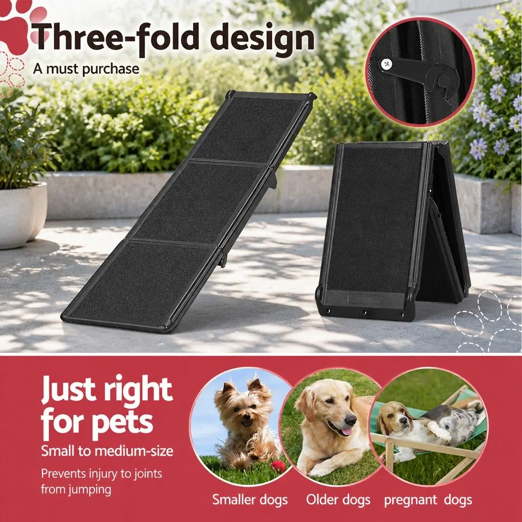 Dog Ramp Portable Adjustable Foldable Black Polyethylene 182cm L x 41cm W x 12cm H