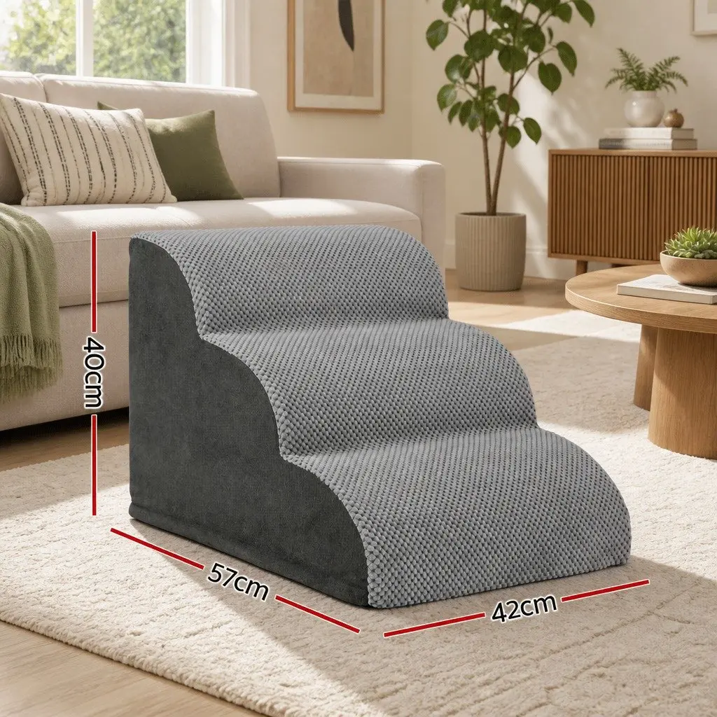 Dog Steps Foam 3 Tier Portable Ramp Grey