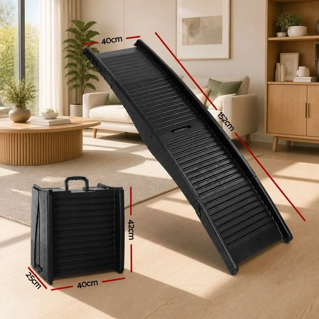Dog Ramp Foldable Portable Plastic 40cm x 152cm Black