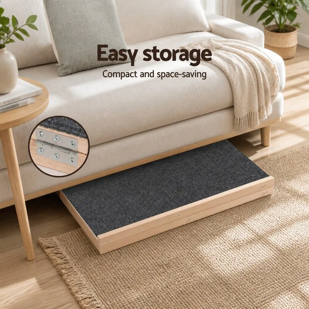 Dog Ramp Wooden Adjustable Height 70cm Foldable Natural Pine Grey