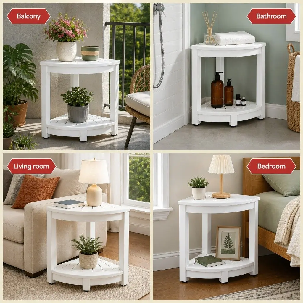 Outdoor Folding Chair and Side Table Set HDPE White 3 Piece Patio Relaxation Furniture