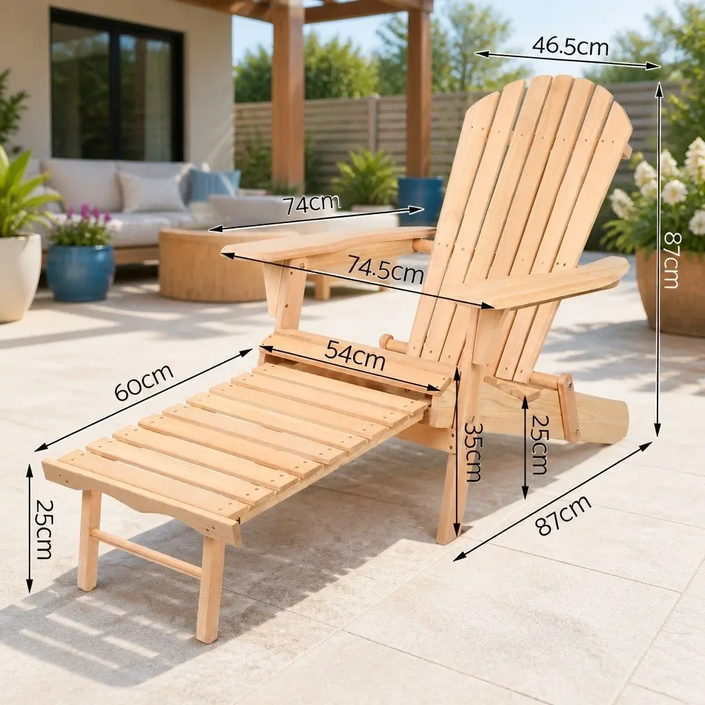 Adirondack Outdoor Chair Hemlock Wood Foldable Light Wood Tone