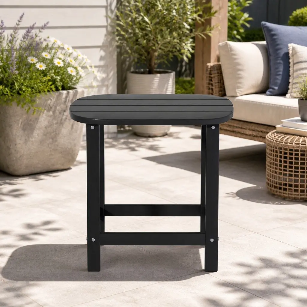 Outdoor Side Table HDPE Black 47.5cm