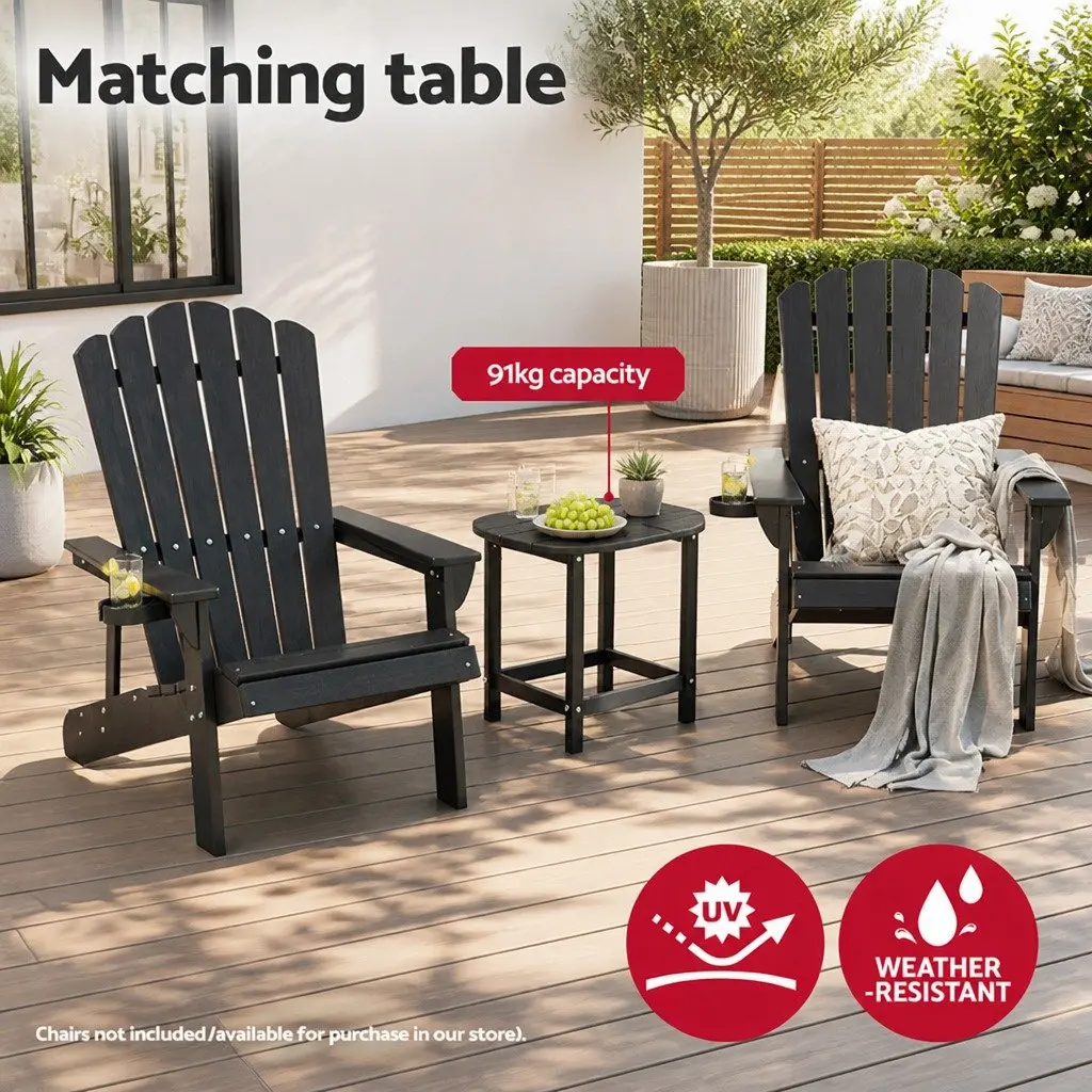 Outdoor Side Table HDPE Black 47.5cm