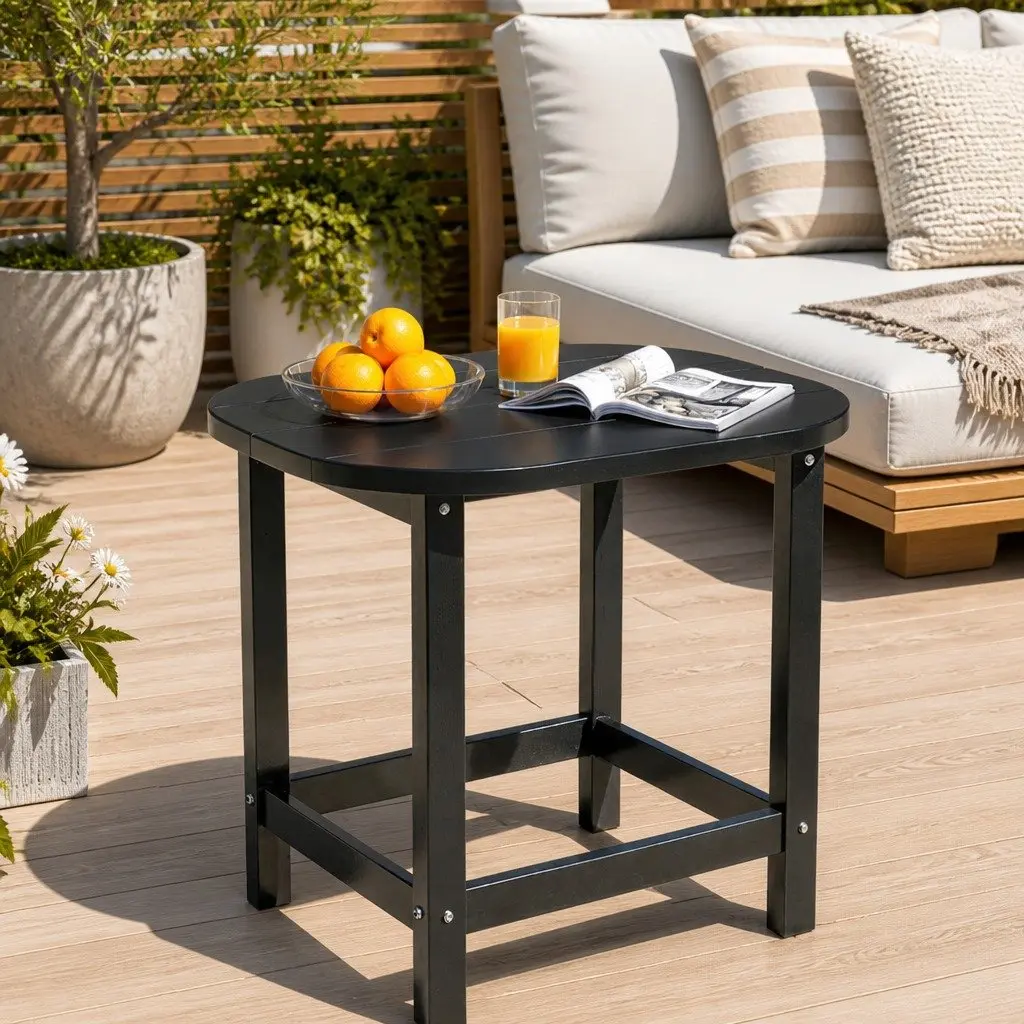 Outdoor Side Table HDPE Black 47.5cm