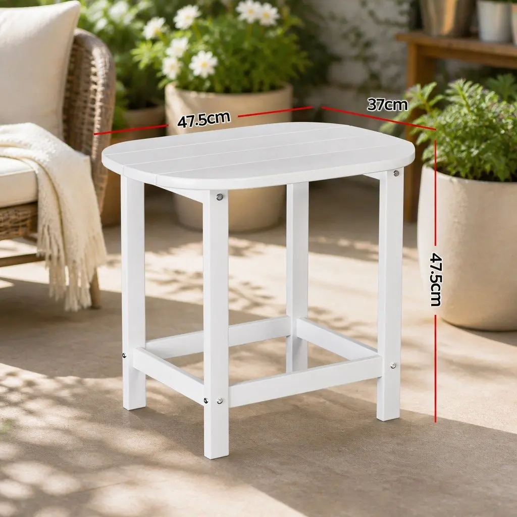 Outdoor Side Table Weather-resistant HDPE 47.5 x 37 x 47.5 cm White Garden Desk