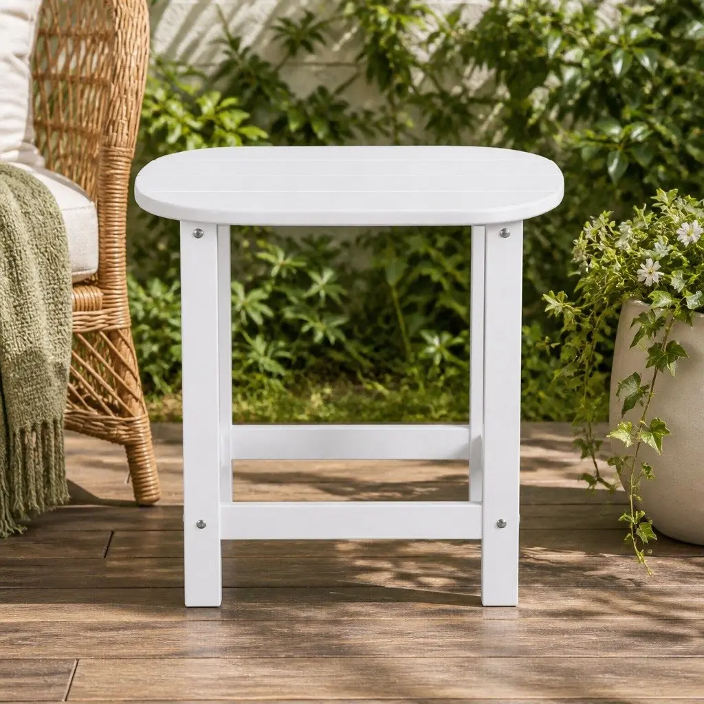 Outdoor Side Table Weather-resistant HDPE 47.5 x 37 x 47.5 cm White Garden Desk