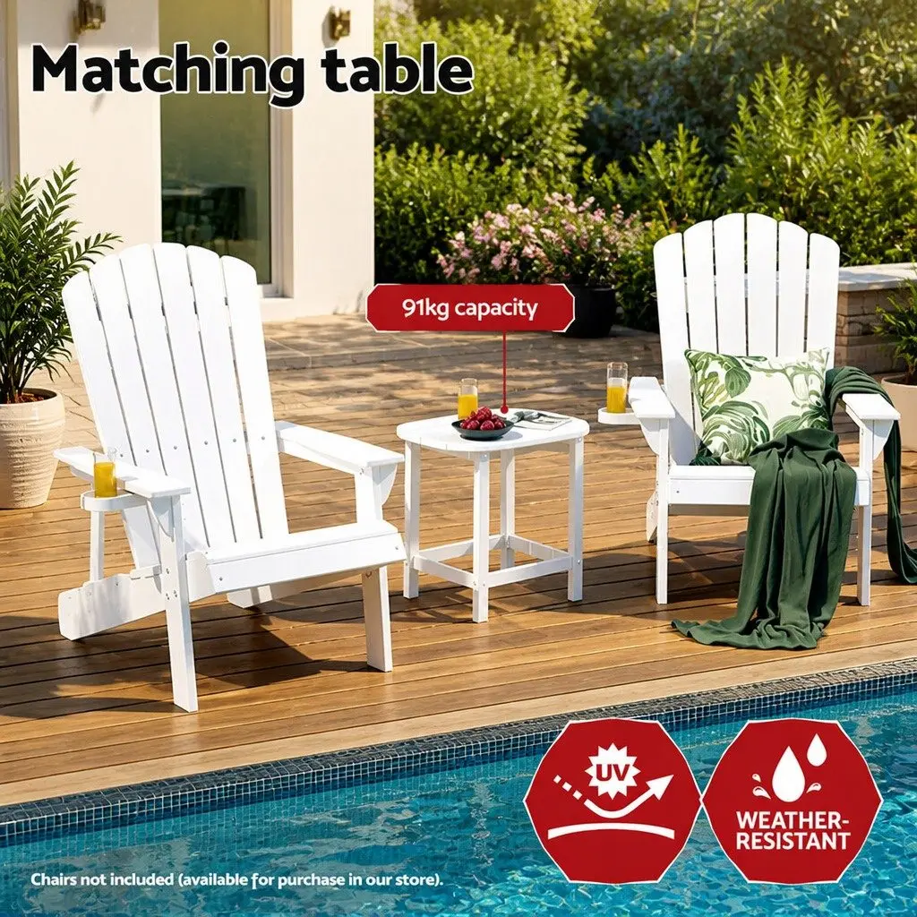 Outdoor Side Table Weather-resistant HDPE 47.5 x 37 x 47.5 cm White Garden Desk
