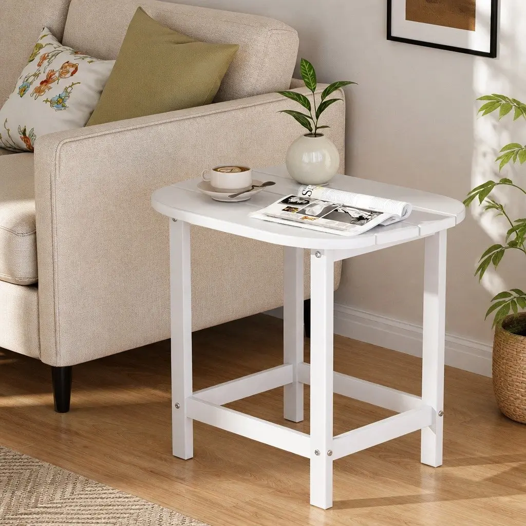 Outdoor Side Table Weather-resistant HDPE 47.5 x 37 x 47.5 cm White Garden Desk