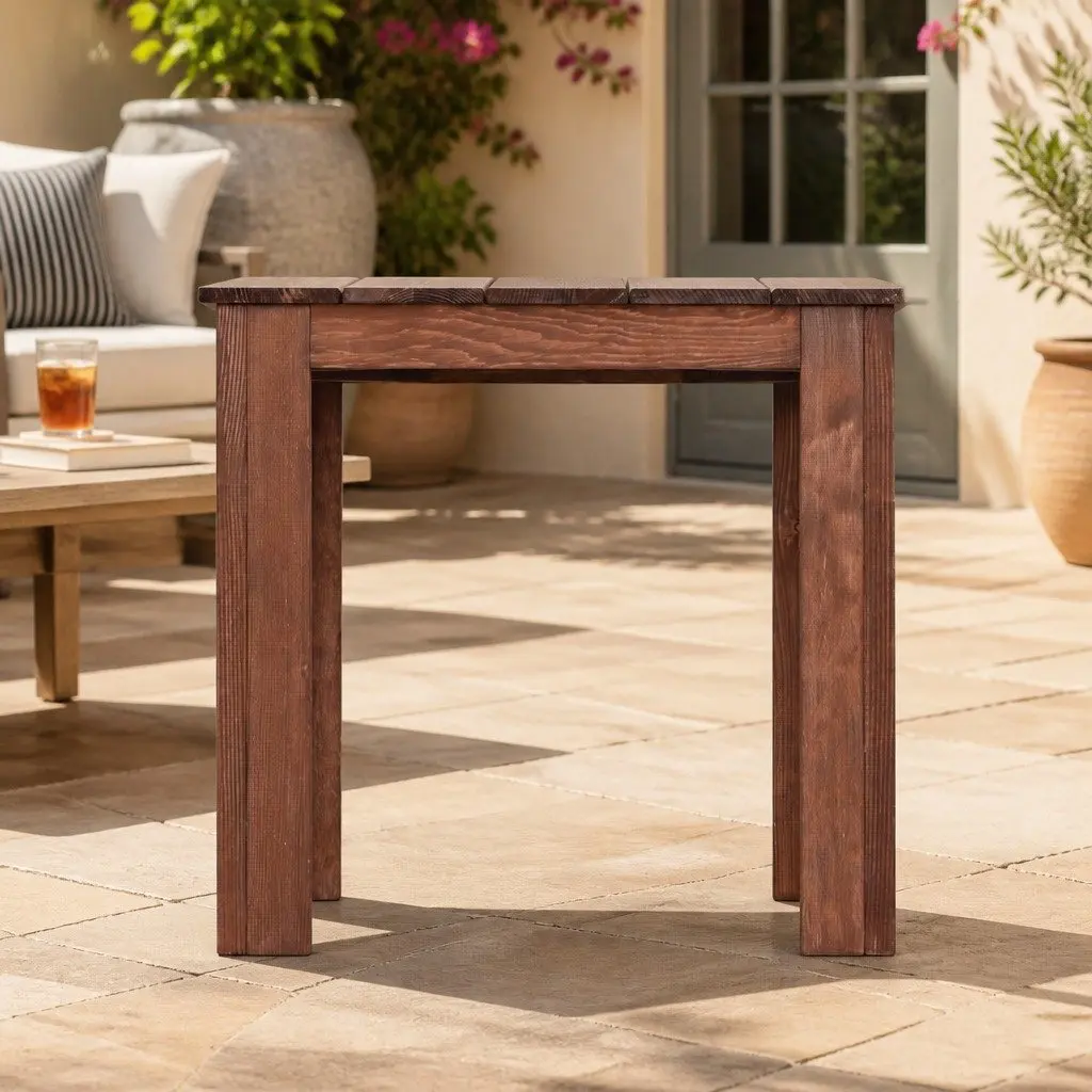 Wooden Side Coffee Table Weather-Resistant Fir Wood 44.5 x 44.5 x 41 cm Brown