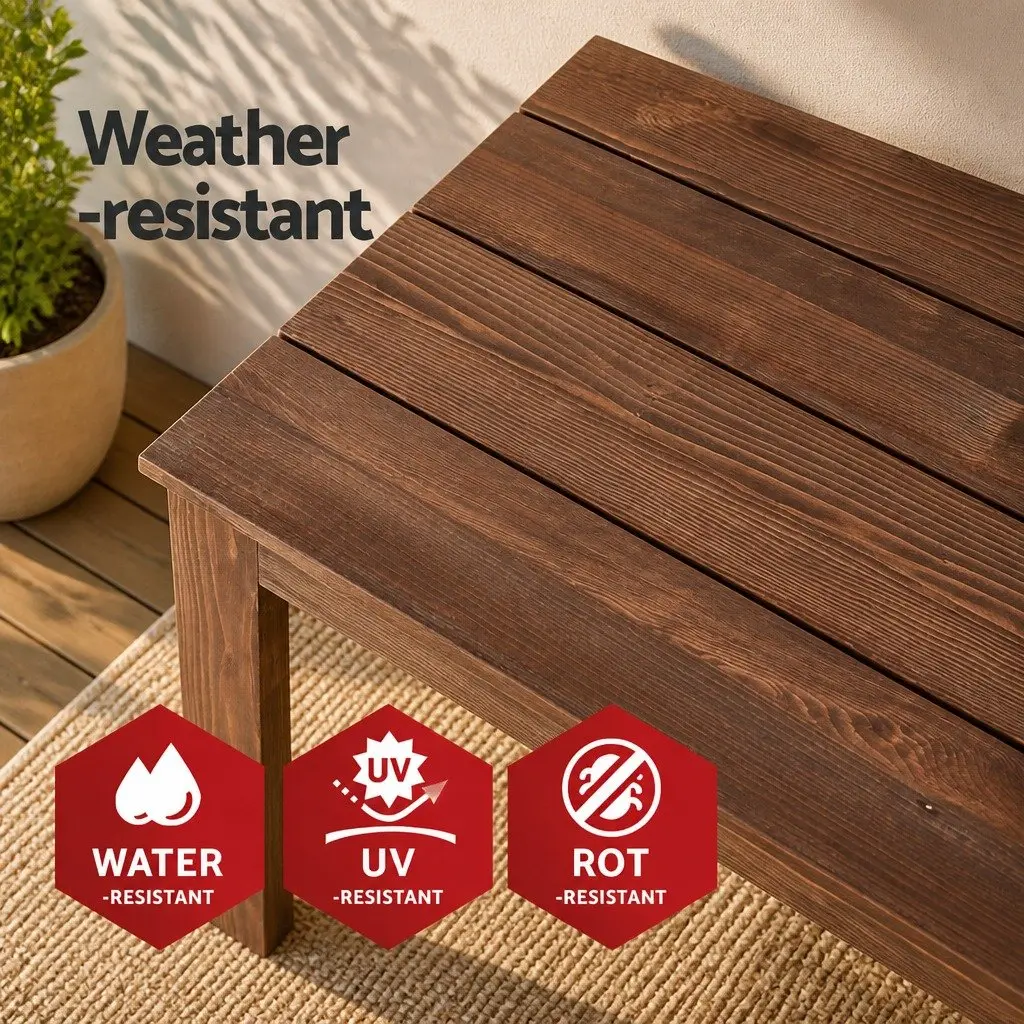 Wooden Side Coffee Table Weather-Resistant Fir Wood 44.5 x 44.5 x 41 cm Brown