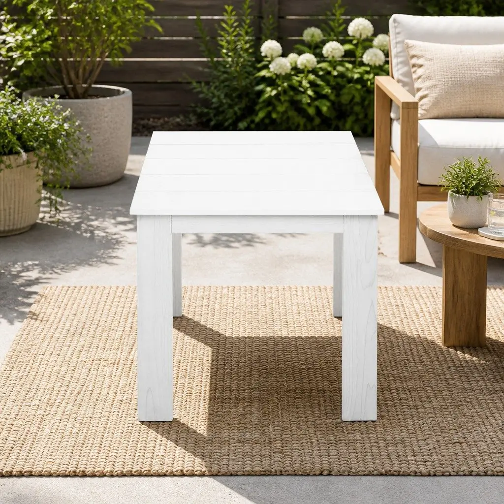Wooden Side Table Hemlock Wood 44.6cm Square White