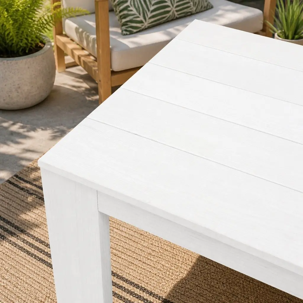 Wooden Side Table Hemlock Wood 44.6cm Square White