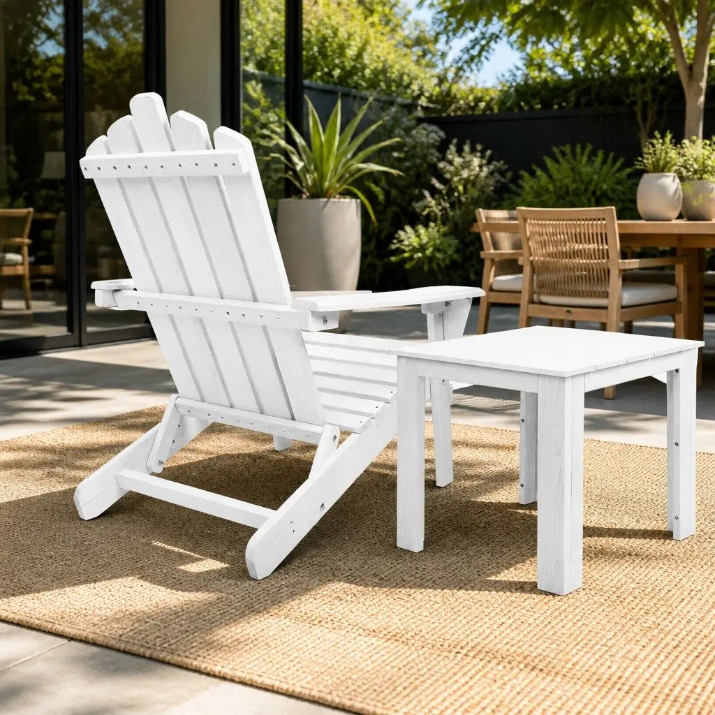 Wooden Side Table Hemlock Wood 44.6cm Square White