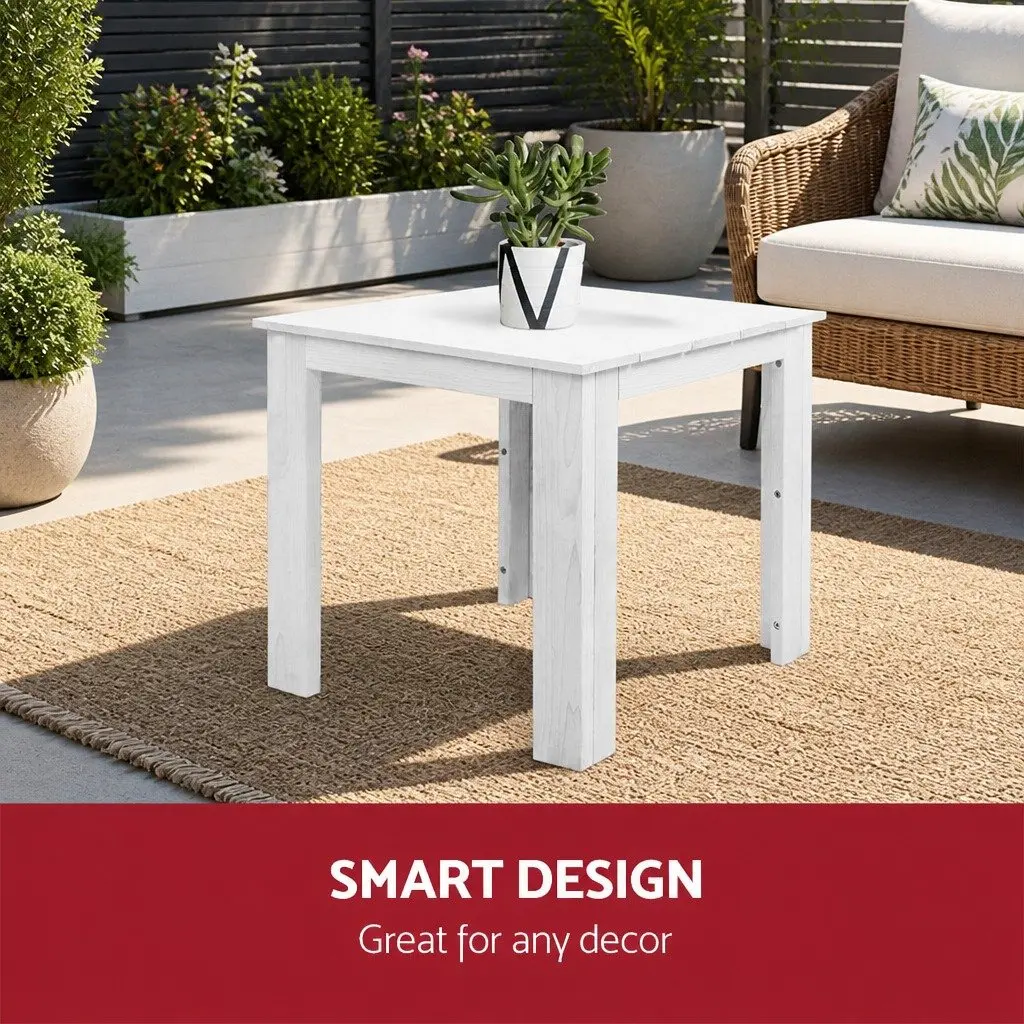 Wooden Side Table Hemlock Wood 44.6cm Square White