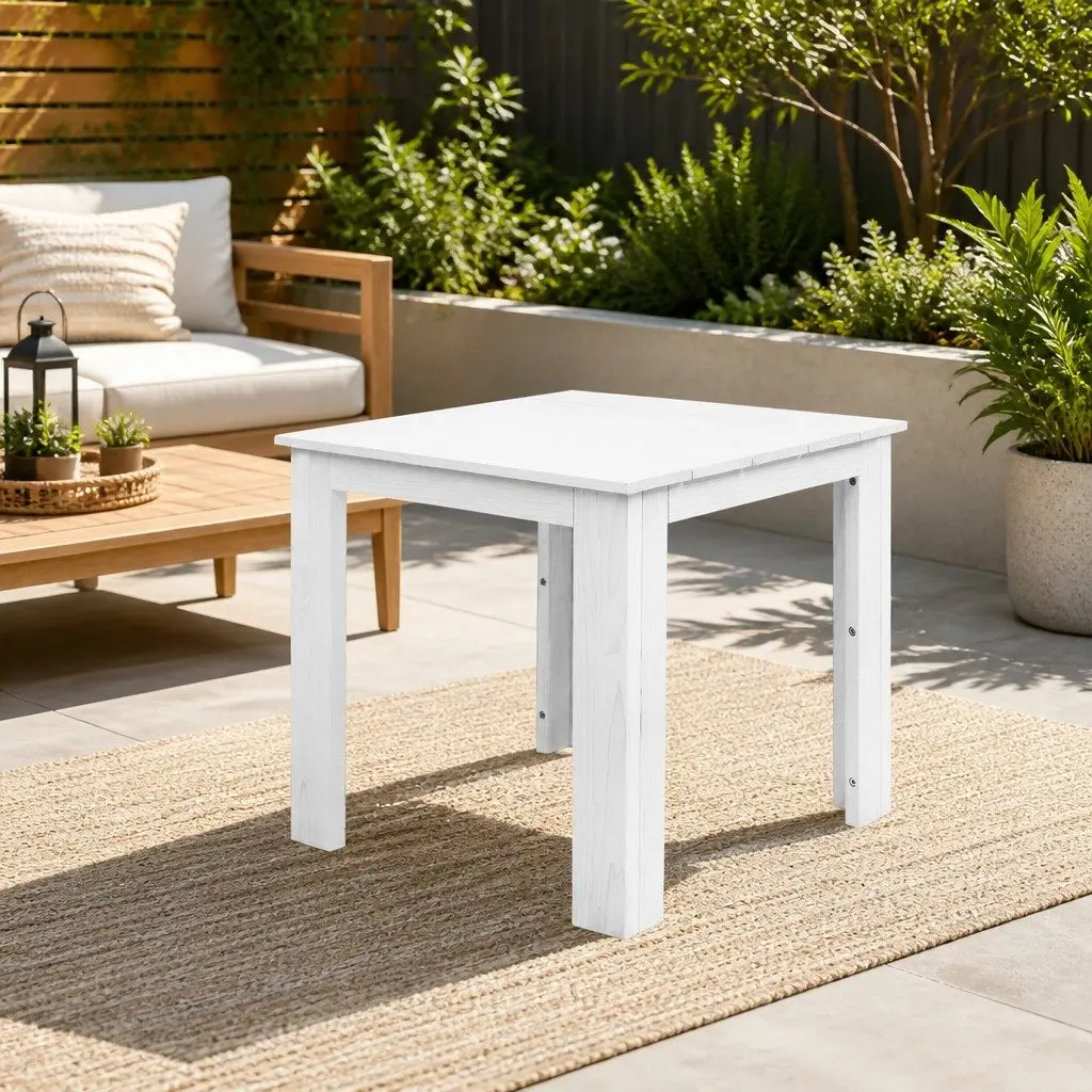 Wooden Side Table Hemlock Wood 44.6cm Square White