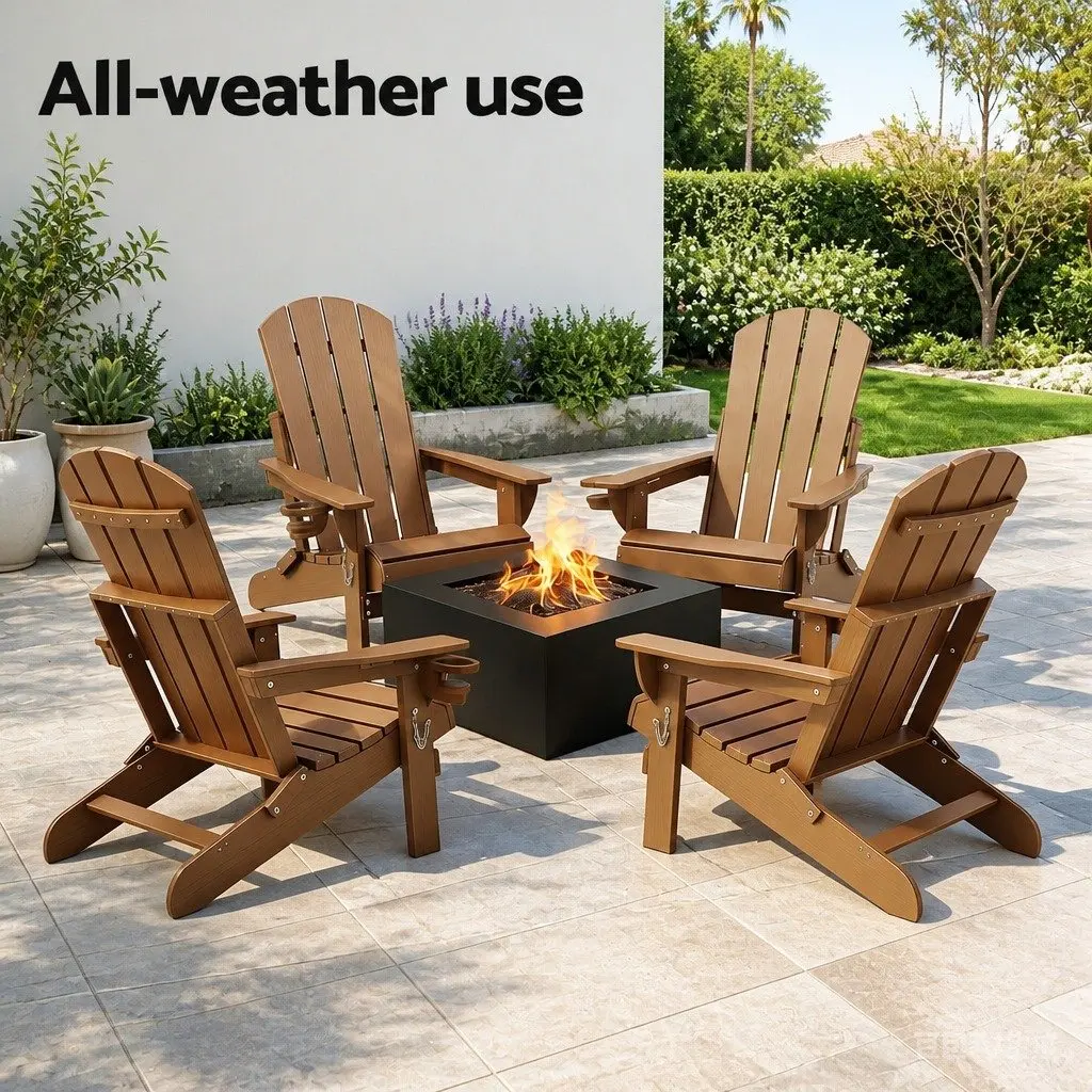 Outdoor Adirondack Folding Chair HDPE 68 x 82 x 106cm Brown