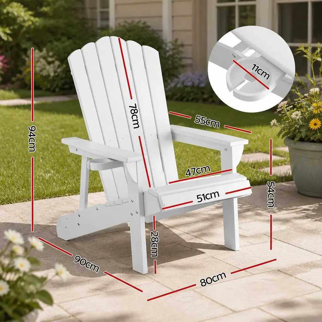 Outdoor Adirondack Chair HDPE Weather-resistant 80 x 90 x 94cm White