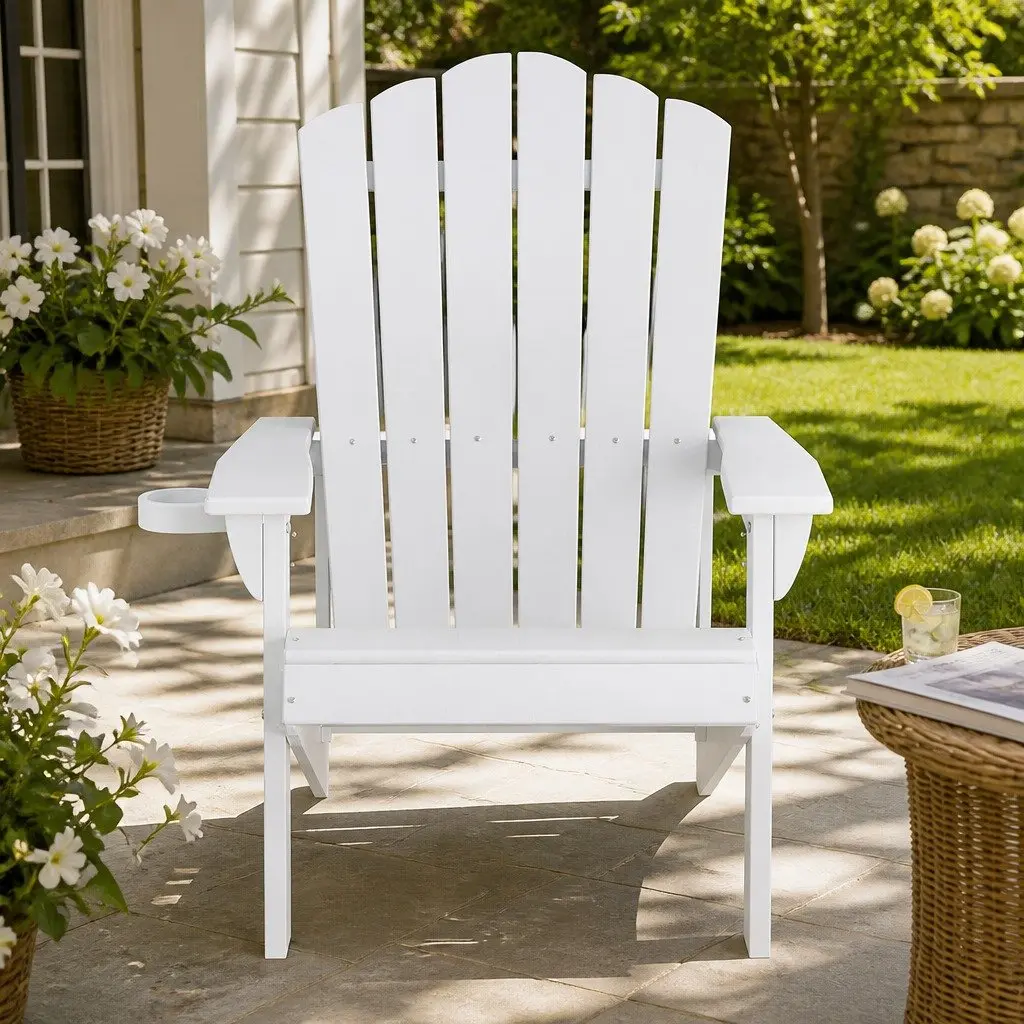 Outdoor Adirondack Chair HDPE Weather-resistant 80 x 90 x 94cm White