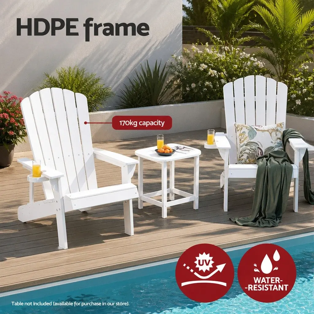 Outdoor Adirondack Chair HDPE Weather-resistant 80 x 90 x 94cm White