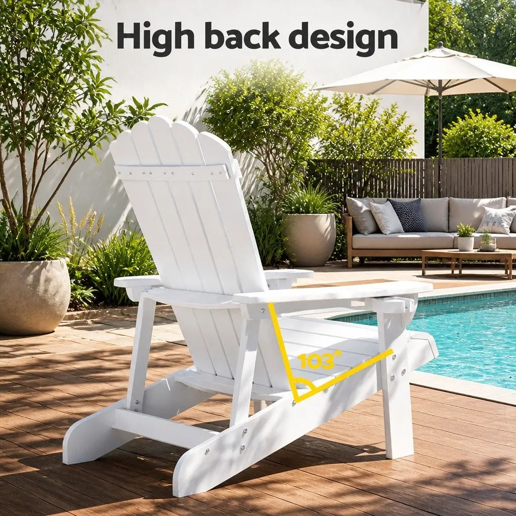 Outdoor Adirondack Chair HDPE Weather-resistant 80 x 90 x 94cm White