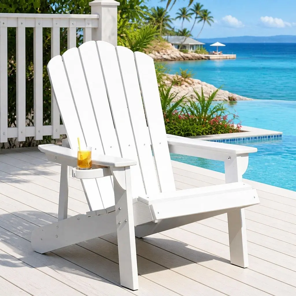 Outdoor Adirondack Chair HDPE Weather-resistant 80 x 90 x 94cm White