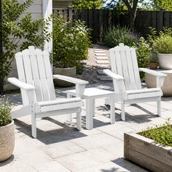 3 Piece Adirondack Chair Set Wooden Outdoor Lounge Furniture White Beach Patio