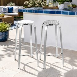 Practical Silver Aluminum Bar Stools for Your Garden