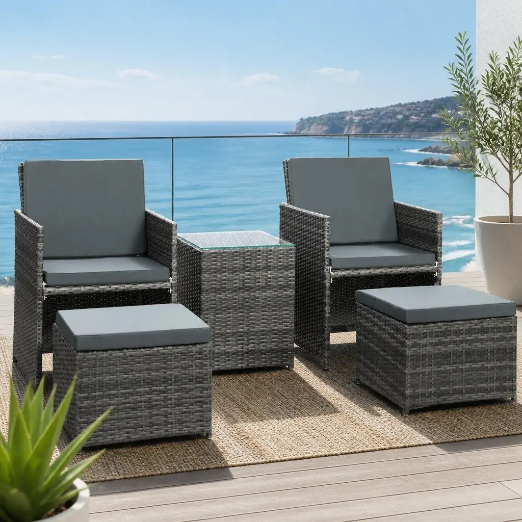 5-Piece Wicker Set for Various Outdoor Spaces