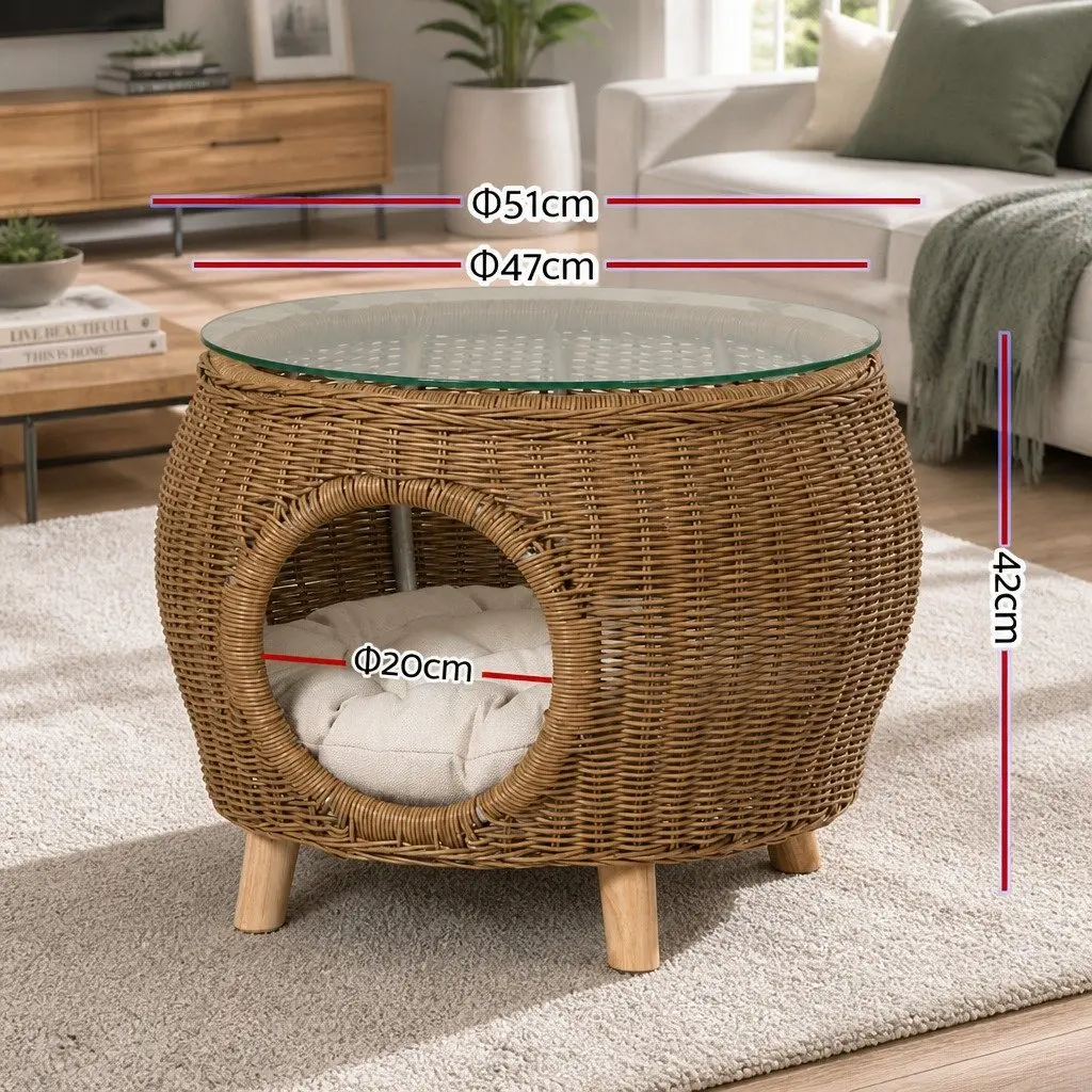 Coffee Table Wicker Aluminium Frame 51cm x 42cm Yellow Indoor Outdoor