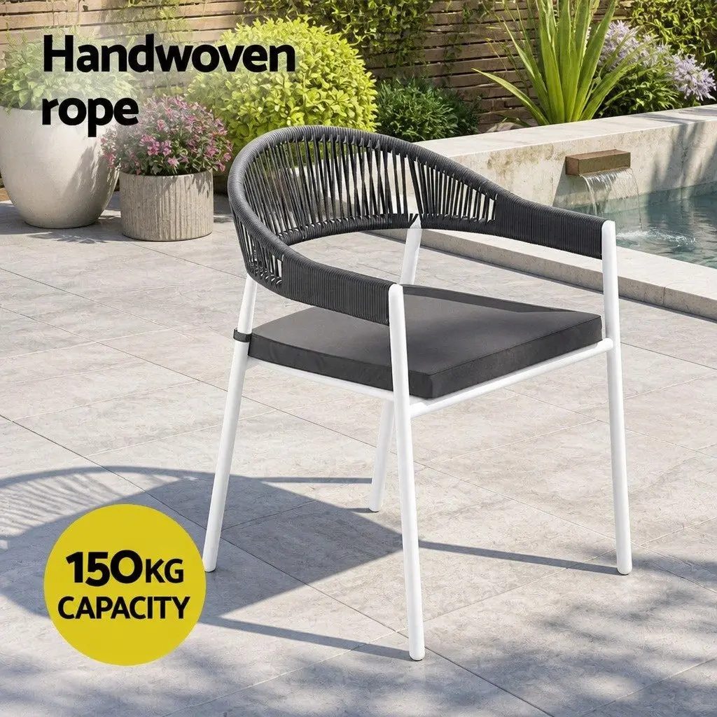 Outdoor Dining Set Steel 9 Piece Table and Chairs with Cushions Grey