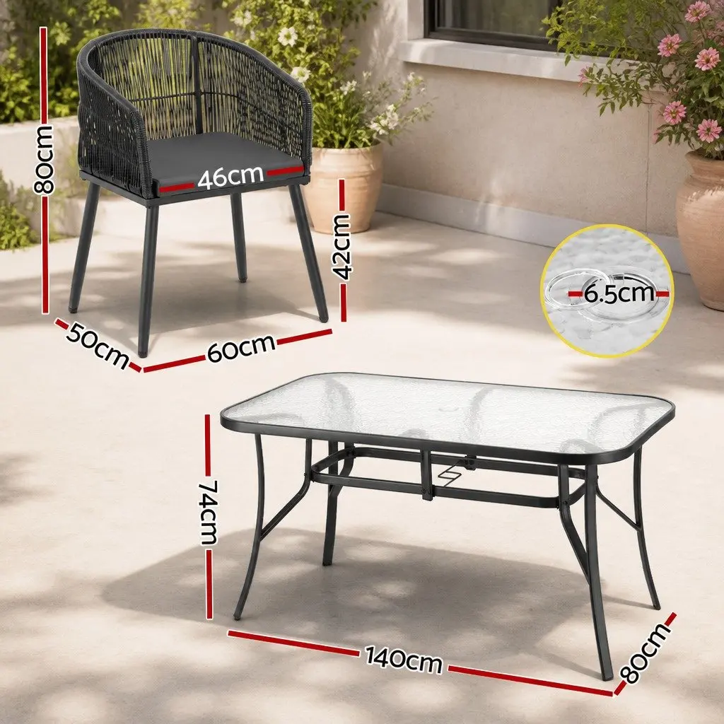 Outdoor Dining Set 5 Piece Table Chairs Garden Patio Furniture Black Bistro