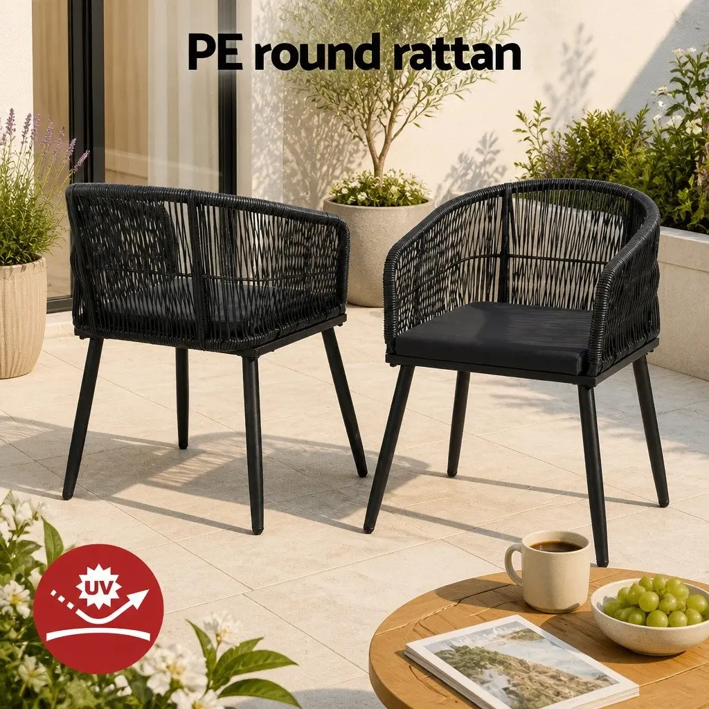 Outdoor Dining Set 5 Piece Table Chairs Garden Patio Furniture Black Bistro