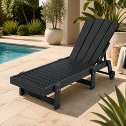 Sun Lounger Chaise Lounge Chair 4-Position Adjustable Recliner Outdoor Patio