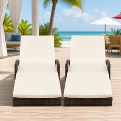 2PC Sun Lounge Chair Outdoor Furniture Adjustable Backrest Beach Patio Lounger