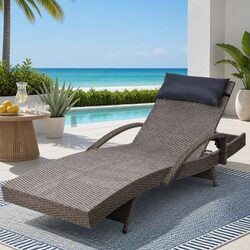 Versatile Grey Beige Sun Lounge for Outdoor Relaxation