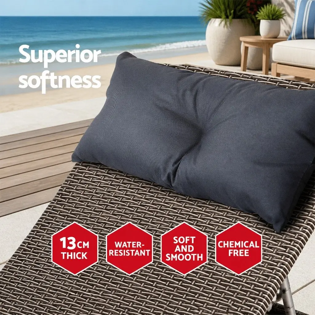 Outdoor Sun Lounge Adjustable Recliner Aluminium PE Wicker Grey Beige