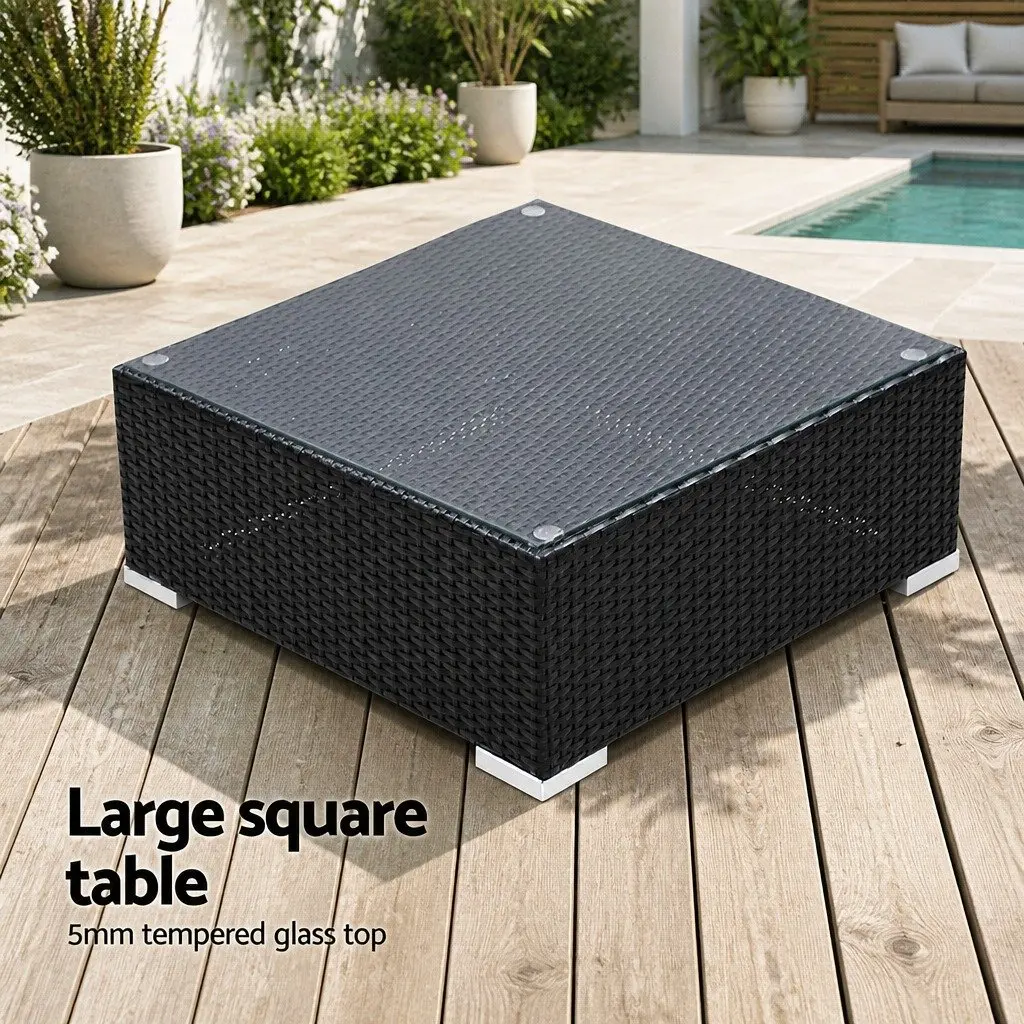 5 Piece Outdoor Sofa Set Wicker Lounge Couch Black Beige Lime Green