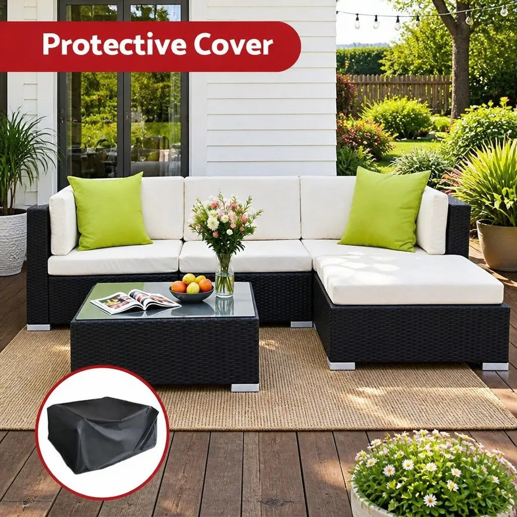 5 Piece Outdoor Wicker Sofa Set Aluminium Frame UV Resistant PE Wicker Black Beige Lime Green