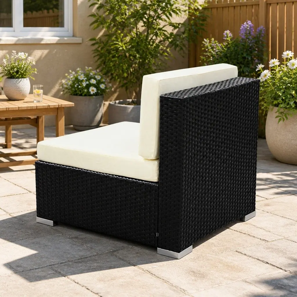 Outdoor Lounge Chair Set Rattan Aluminium 64 x 75 x 60cm Black 2 Piece