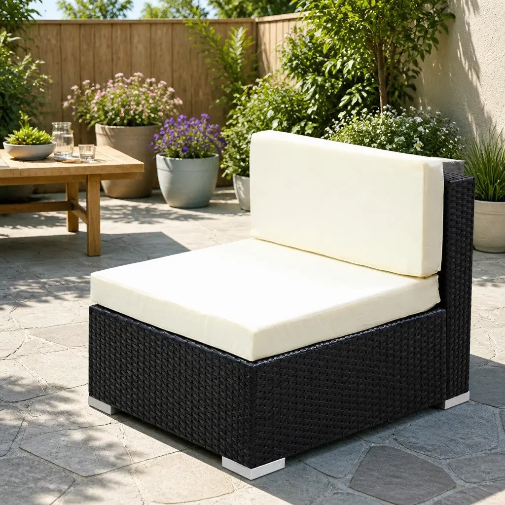 Outdoor Lounge Chair Set Rattan Aluminium 64 x 75 x 60cm Black 2 Piece