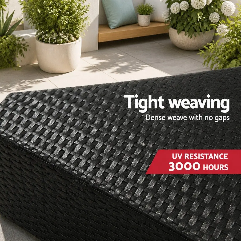 3PC Outdoor Sofa Set Aluminium Frame PE Wicker Black