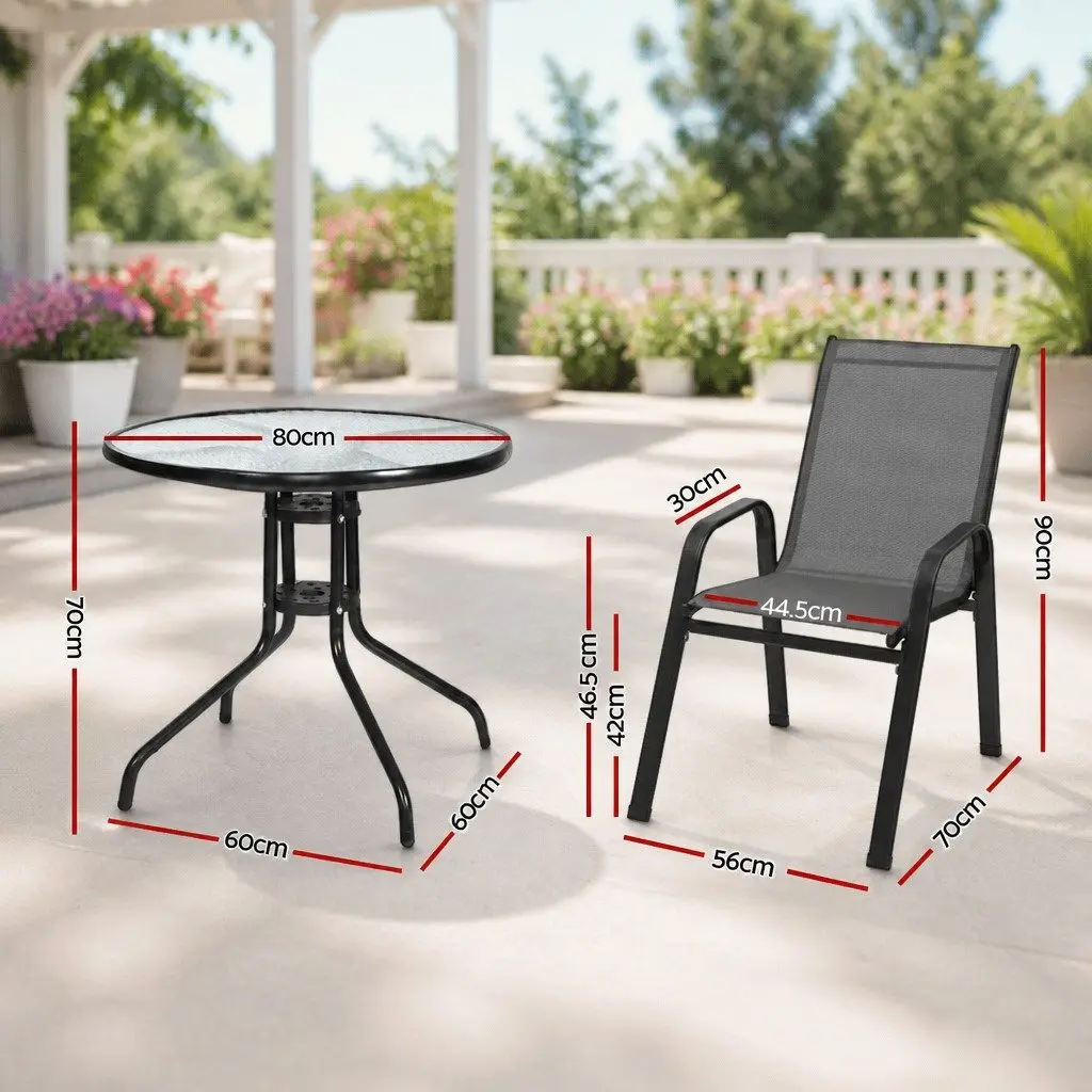 Outdoor Dining Set Table and 4 Stackable Chairs Patio Garden Bistro Furniture