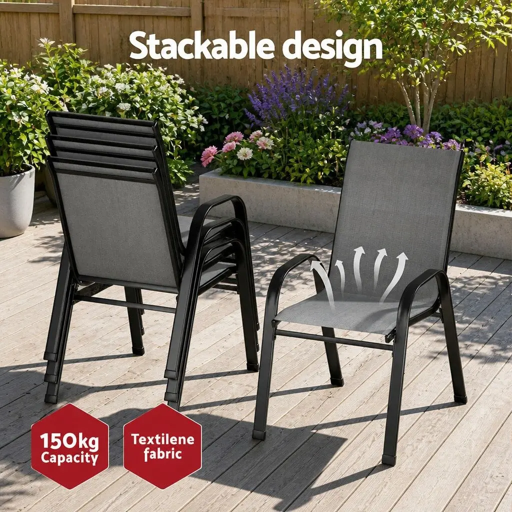 Outdoor Dining Set Table and 4 Stackable Chairs Patio Garden Bistro Furniture