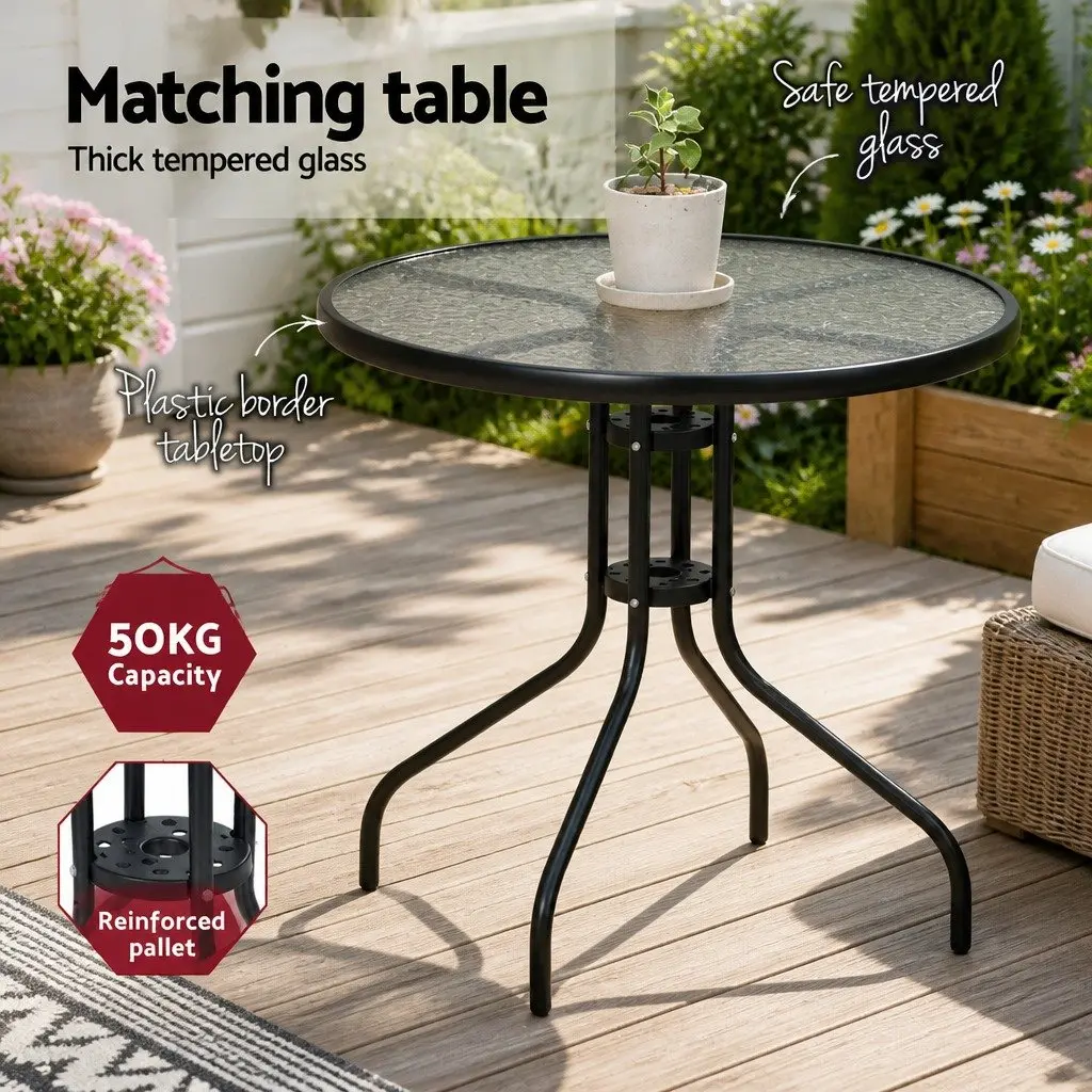 Outdoor Dining Set Table and 4 Stackable Chairs Patio Garden Bistro Furniture