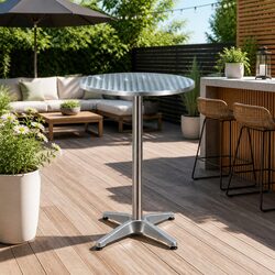 Round Bar Table Adjustable Height Foldable Outdoor Indoor Aluminium Stainless
