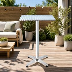 Outdoor Bar Table Adjustable Height 70/110cm Square Foldable Patio Dining