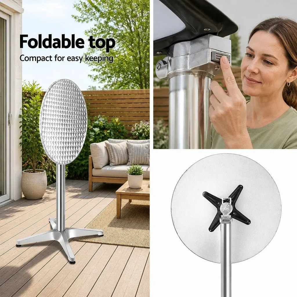 Outdoor Bar Set Height-Adjustable Round Table and Stools 3 Piece Silver